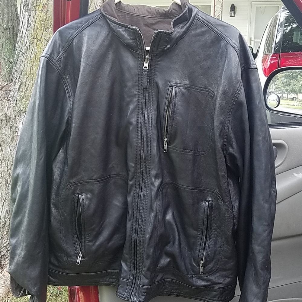 Reversible YKK leather jacket